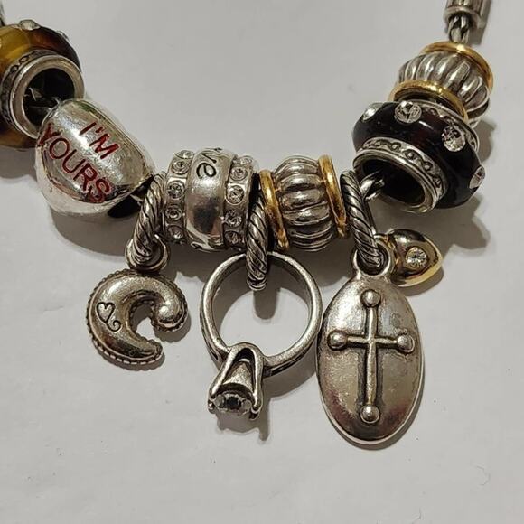 Brighton love, ring, cross, C, "I'm yours" silver‎ plated charm bracelet - Picture 3 of 6
